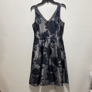 White House Black Market Navy Floral Midi Dress